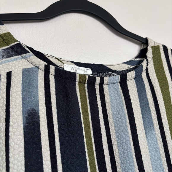 Weston Anthropologie Geometric Striped 3/4 Sleeve Shift Dress Size Medium - Picture 3 of 12